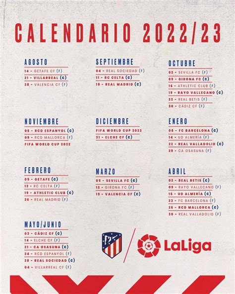 calendario atletico de madrid 2022 23